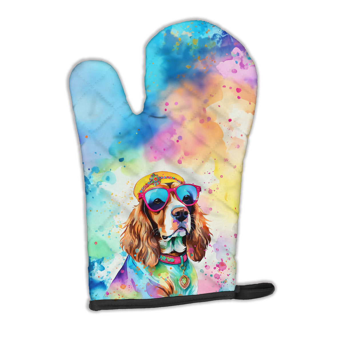 12 x 8.5 in. Unisex Cavalier Spaniel Hippie Dawg Polyester Oven Mitt
