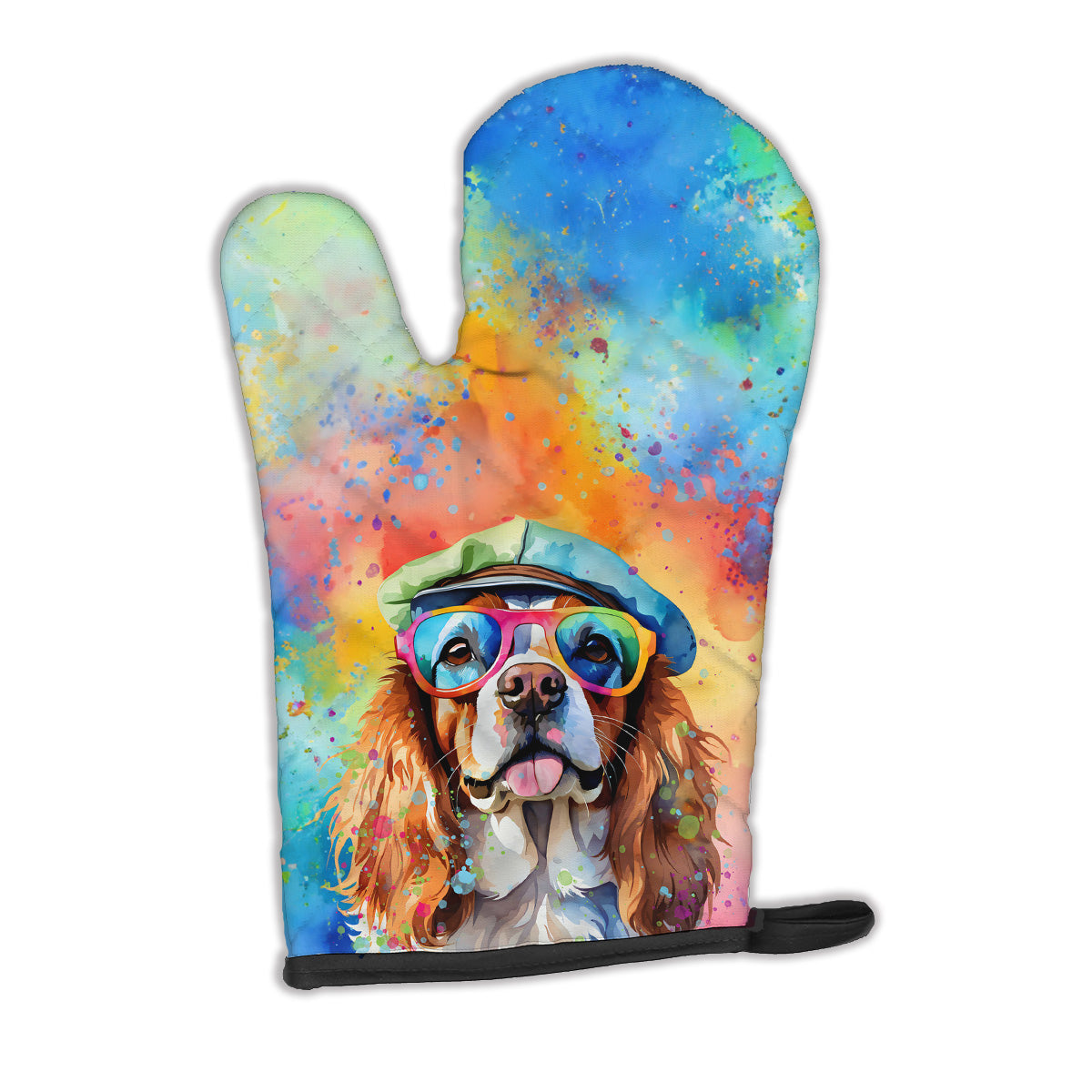 12 x 8.5 in. Unisex Cavalier Spaniel Hippie Dawg Polyester Oven Mitt