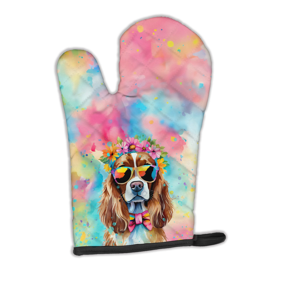 12 x 8.5 in. Unisex Cavalier Spaniel Hippie Dawg Polyester Oven Mitt