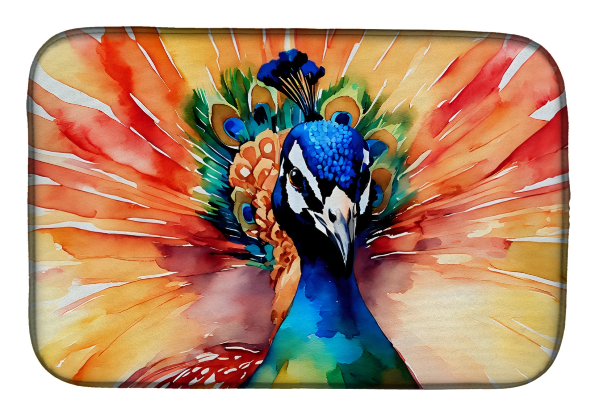 21 x 14 in. Unisex Peacock Dish Drying Mat