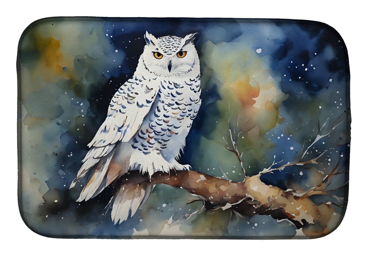 21 x 14 in. Unisex Snowy Owl Dish Drying Mat