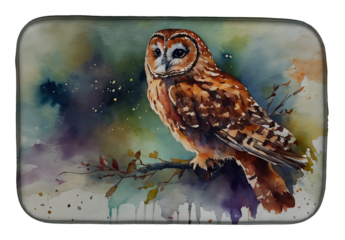 21 x 14 in. Unisex Tawny Owl Dish Drying Mat