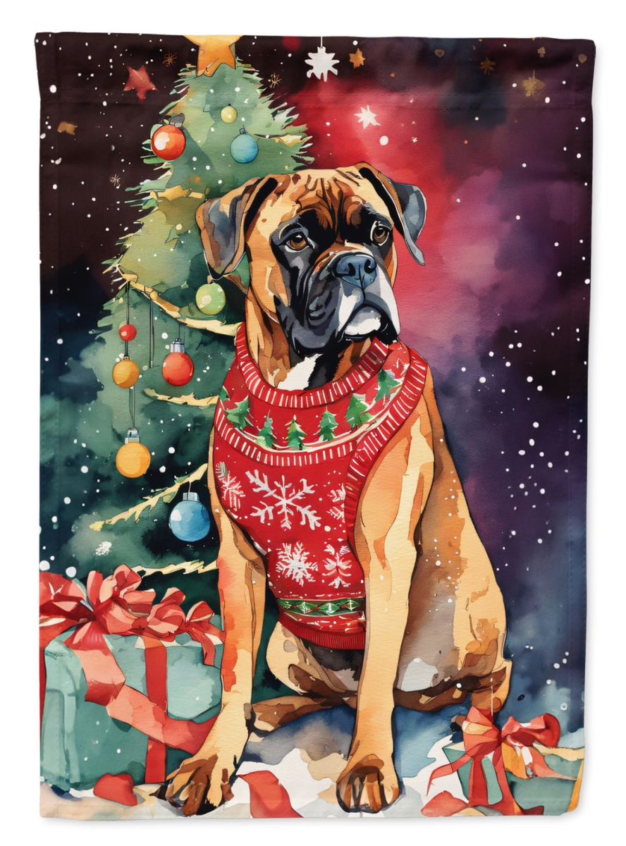 DAC3391GF 15.5 x 11.25 in. Boxer Christmas Polyester Fabric Garden Flag