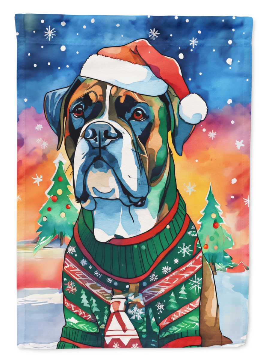DAC3392GF 15.5 x 11.25 in. Boxer Christmas Polyester Fabric Garden Flag