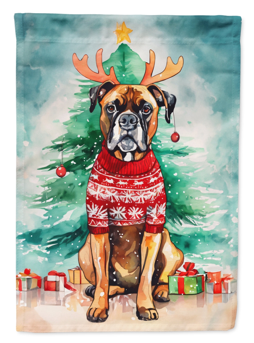 DAC3394GF 15.5 x 11.25 in. Boxer Christmas Polyester Fabric Garden Flag