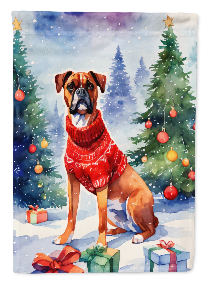 DAC3397GF 15.5 x 11.25 in. Boxer Christmas Polyester Fabric Garden Flag