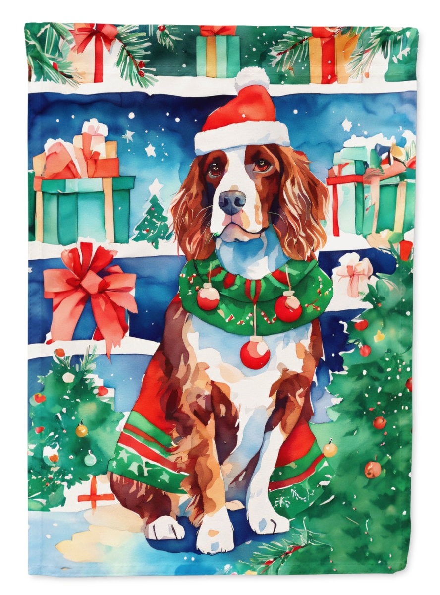 DAC3681GF 15.5 x 11.25 in. Welsh Springer Spaniel Christmas Polyester Fabric Garden Flag
