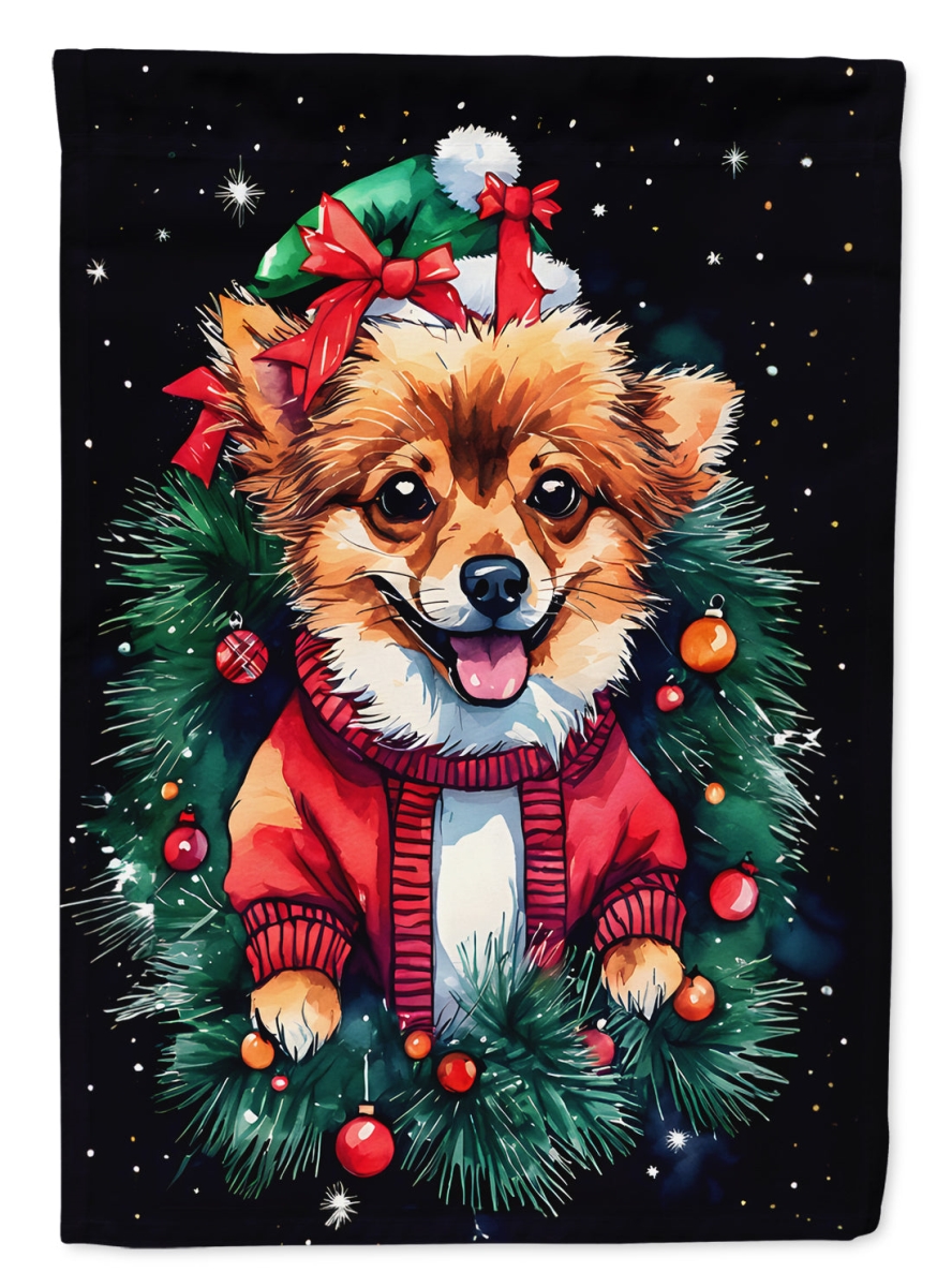 DAC3560CHF 40 x 28 in. Pomeranian Christmas Polyester House Flag