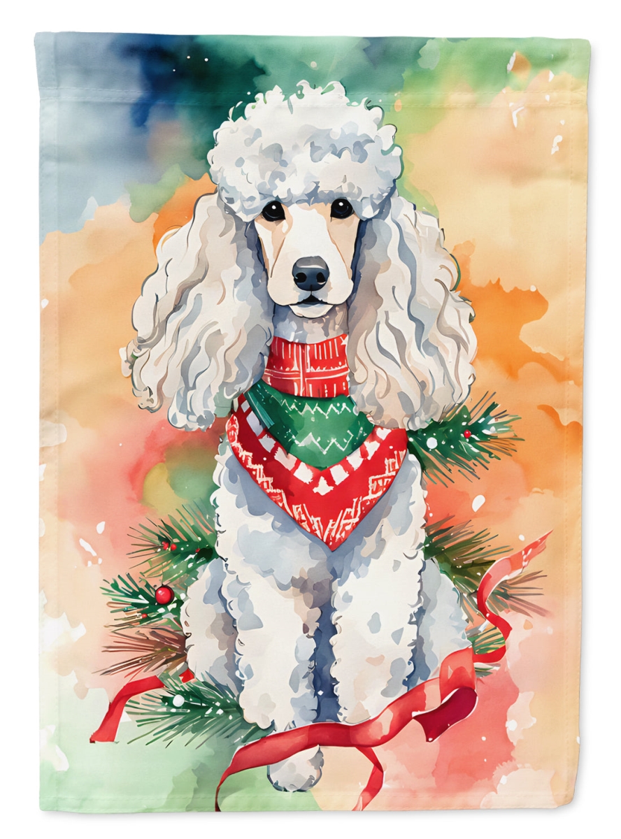 40 x 28 in. Unisex Poodle Christmas Polyester House Flag