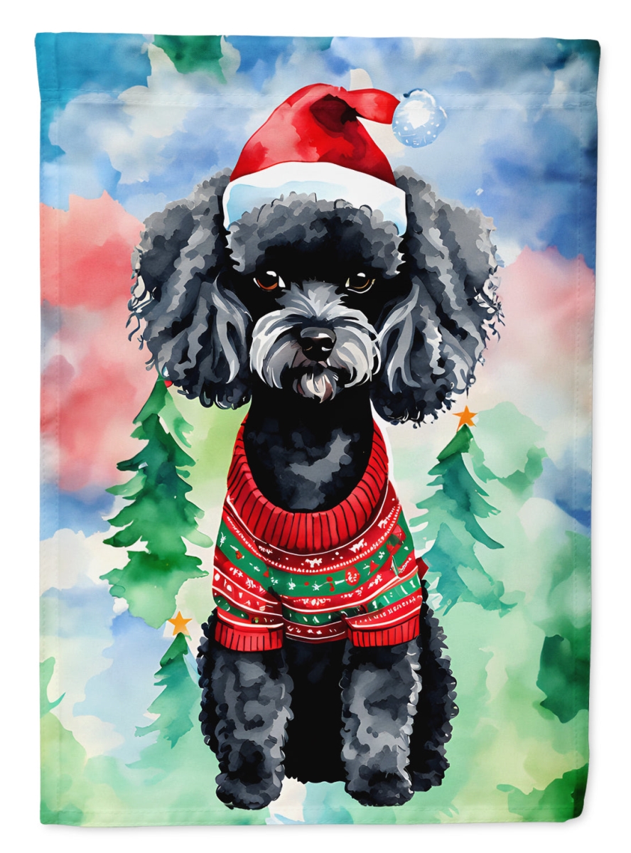 DAC3574CHF 40 x 28 in. Poodle Christmas Polyester House Flag
