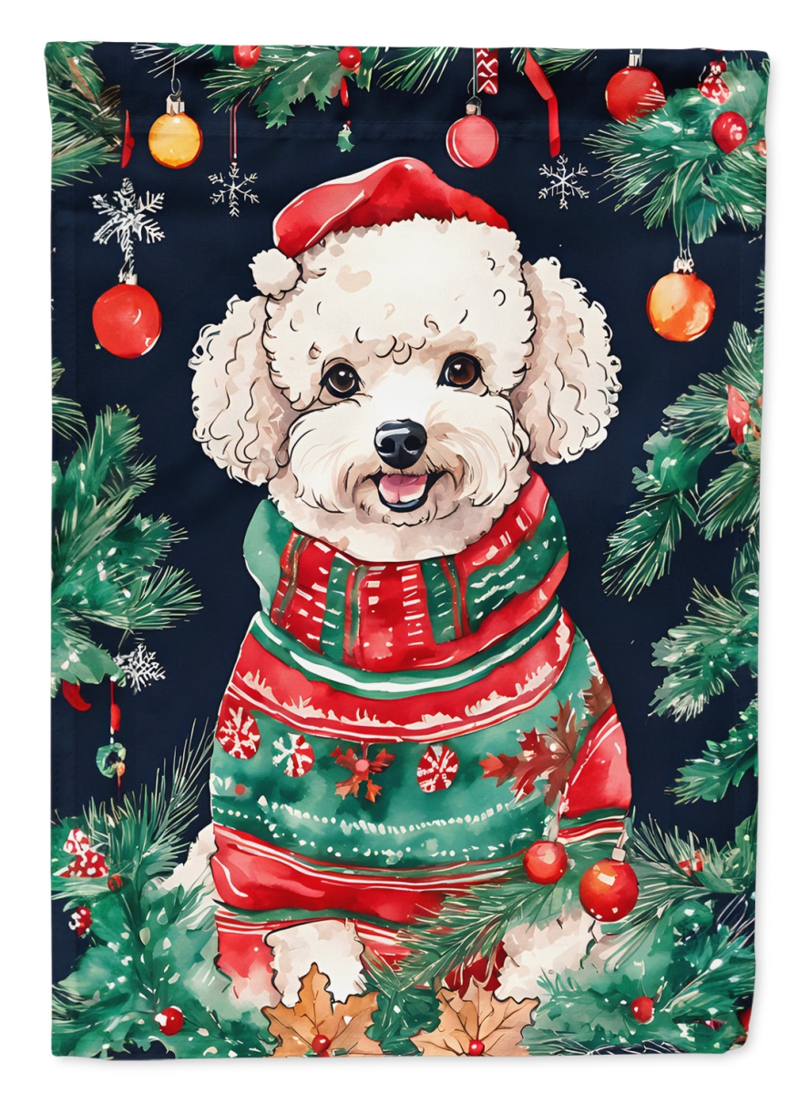 DAC3580CHF 40 x 28 in. Poodle Christmas Polyester House Flag