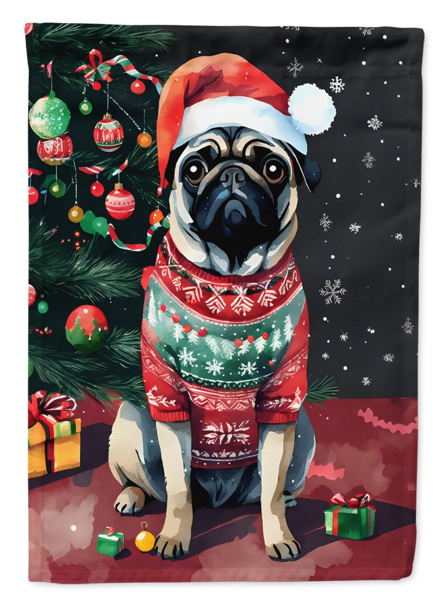 DAC3588CHF 40 x 28 in. Pug Christmas Polyester House Flag