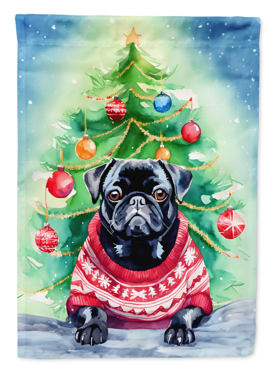 DAC3590CHF 40 x 28 in. Pug Christmas Polyester House Flag