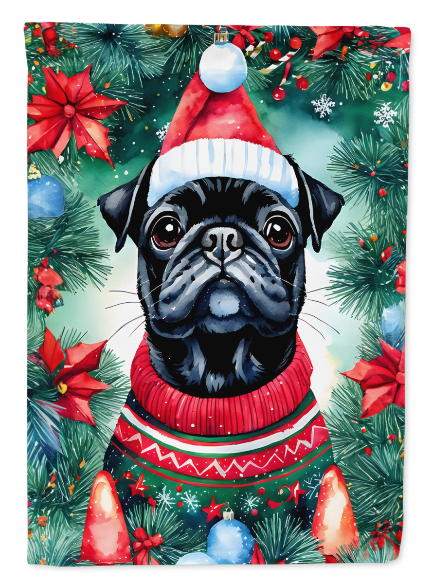 DAC3591CHF 40 x 28 in. Pug Christmas Polyester House Flag