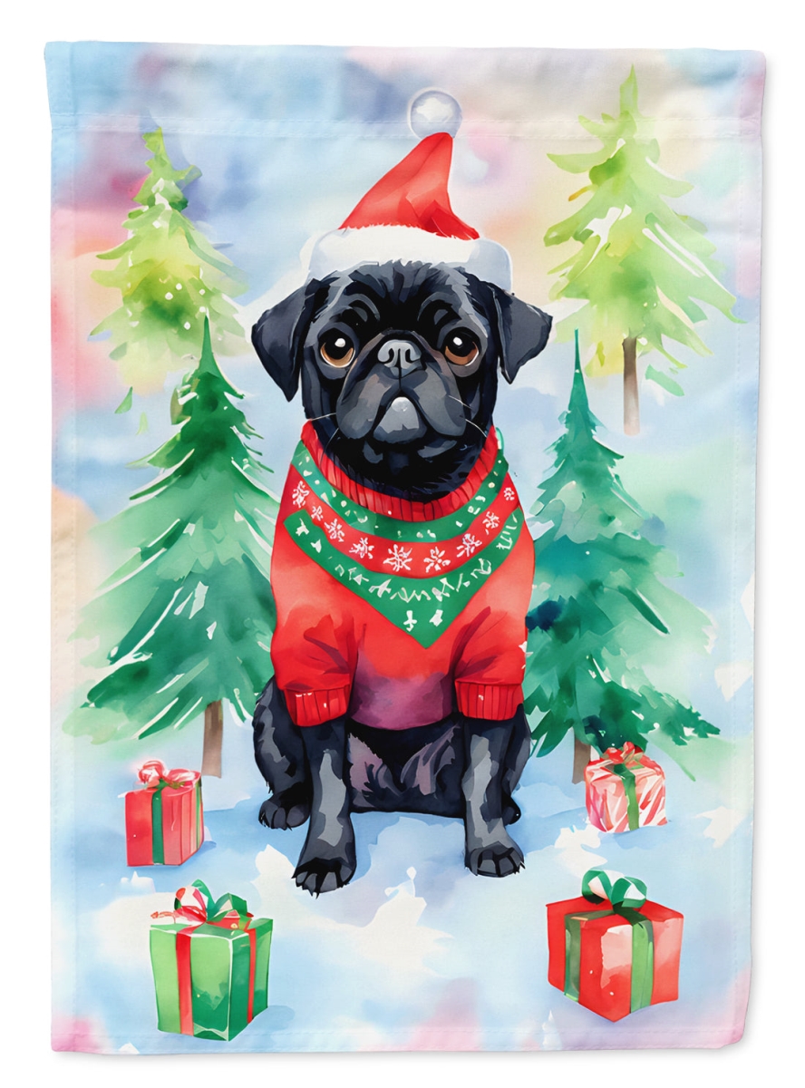 DAC3592CHF 40 x 28 in. Pug Christmas Polyester House Flag