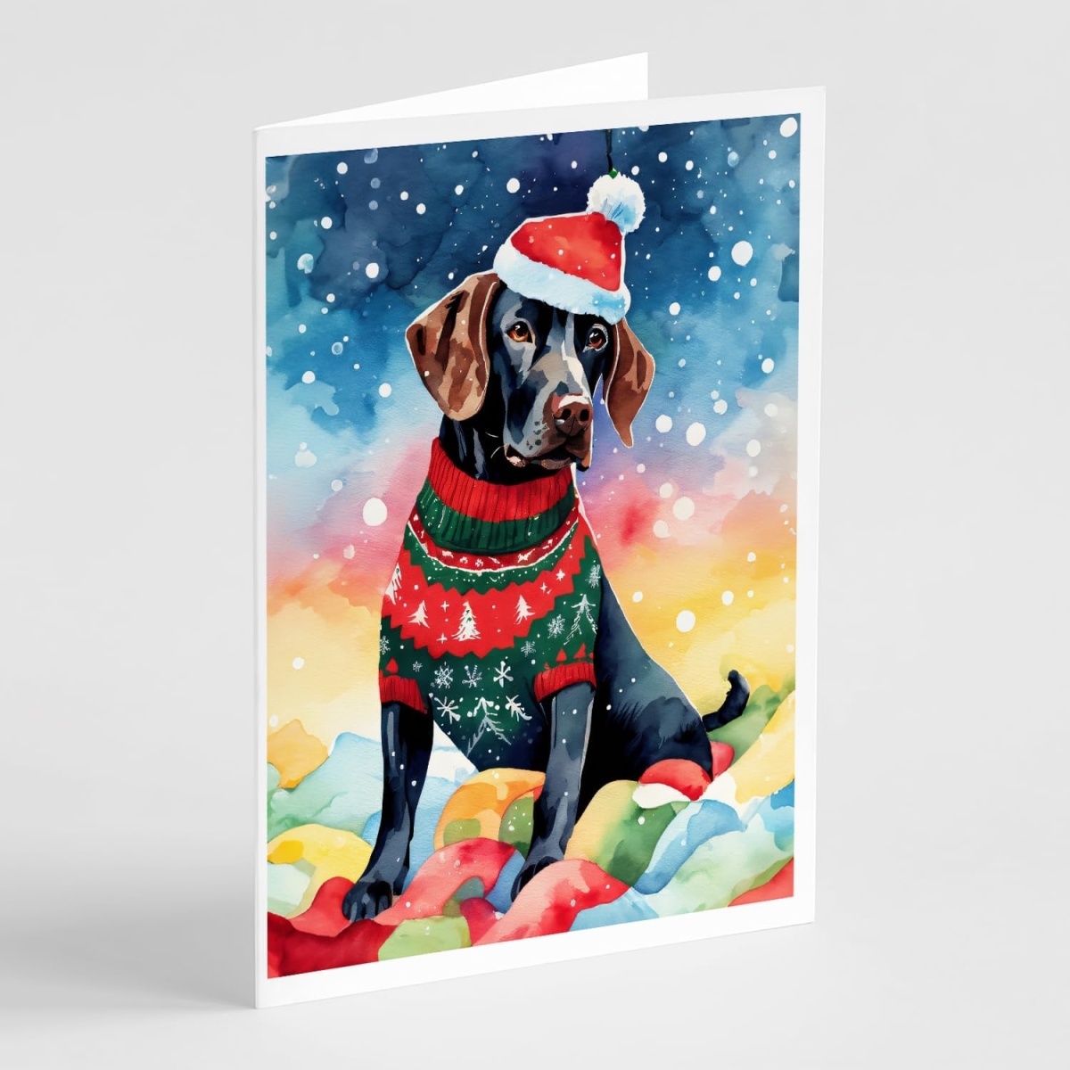 DAC3468GCA7P 5 x 7 in. Unisex German Shorthaired Pointer Christmas Greeting Cards - Pack of 8