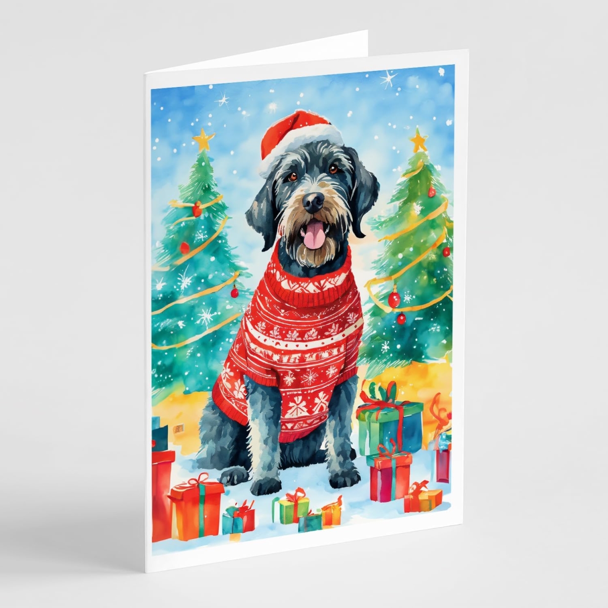 DAC3470GCA7P 5 x 7 in. Unisex German Wirehaired Pointer Christmas Greeting Cards - Pack of 8