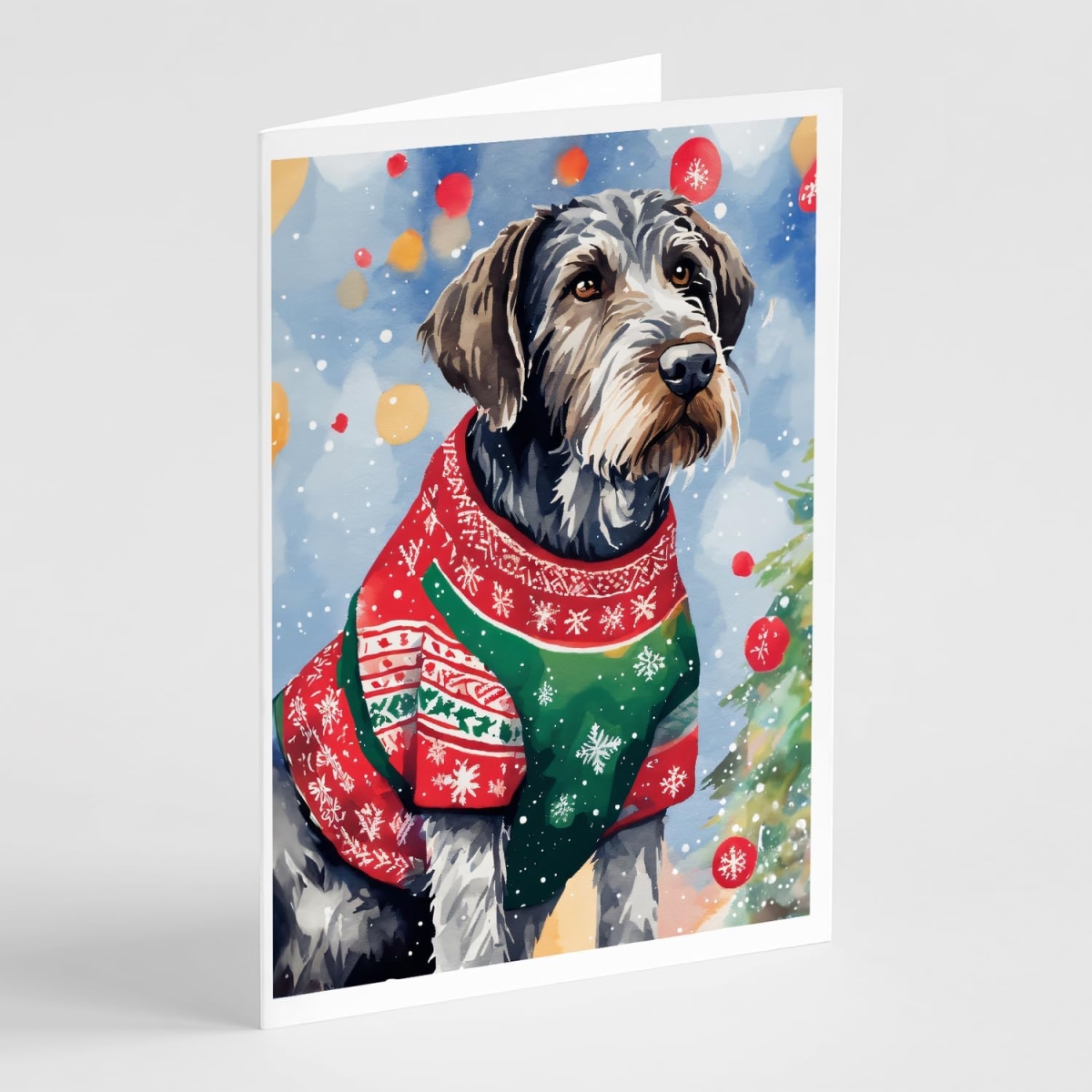 DAC3471GCA7P 5 x 7 in. Unisex German Wirehaired Pointer Christmas Greeting Cards - Pack of 8