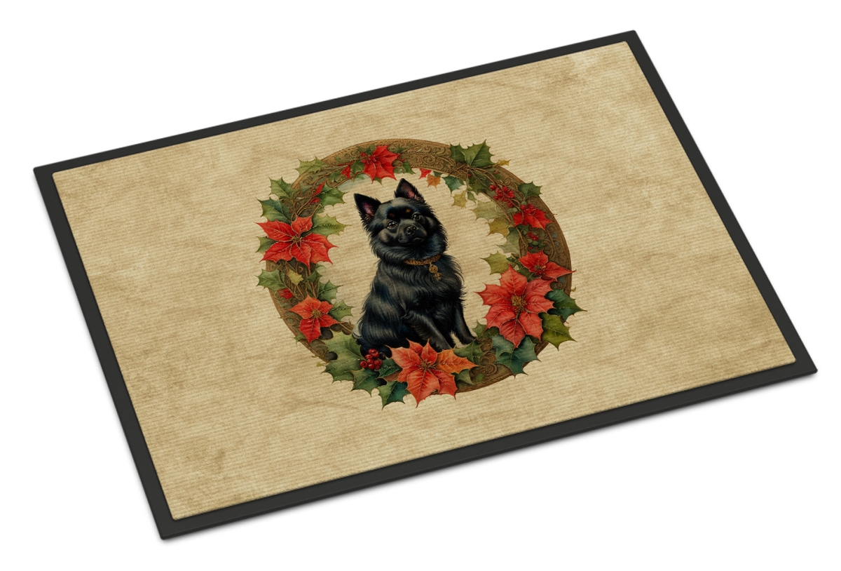 24 x 36 in. Unisex German Spitz Christmas Flowers Doormat