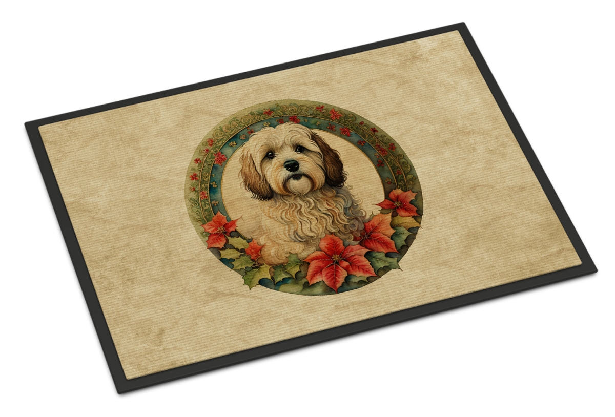 24 x 36 in. Unisex Havanese Christmas Flowers Doormat