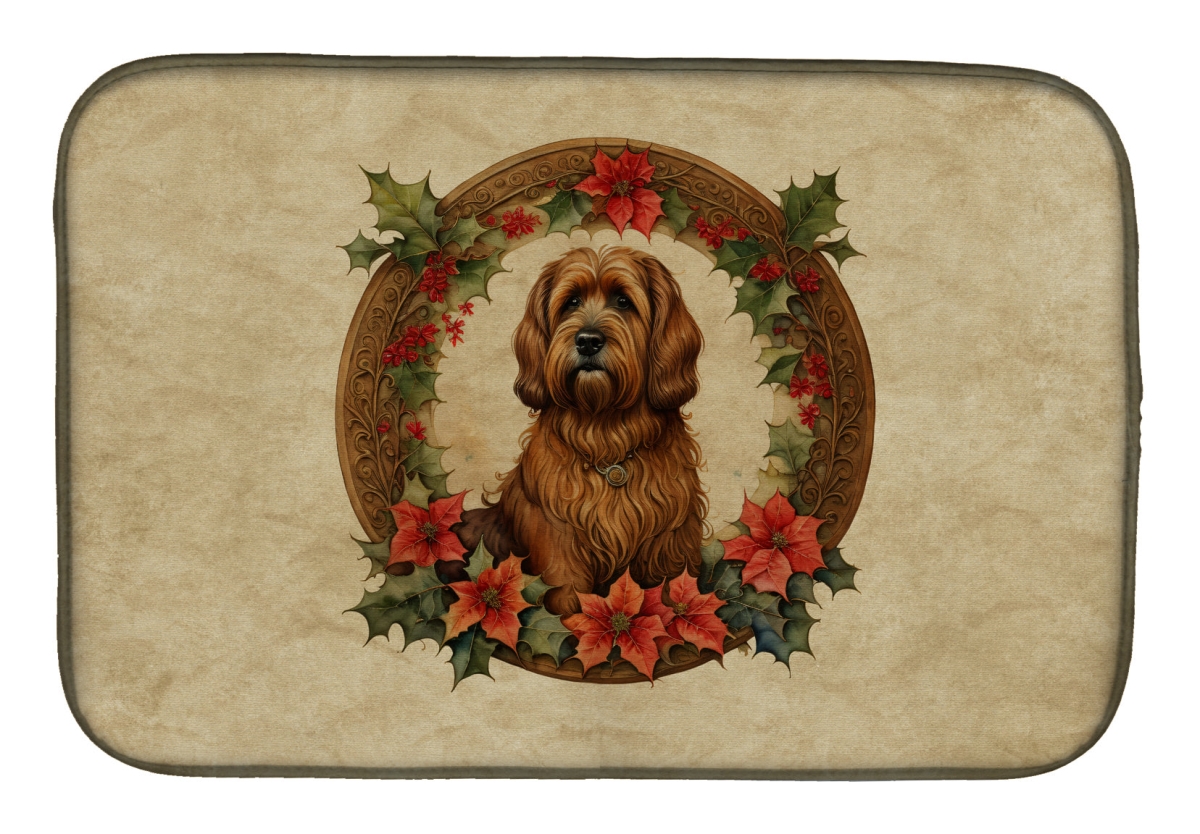 DAC2332DDM 21 x 14 in.  Briard Christmas Flowers Dish Drying Mat