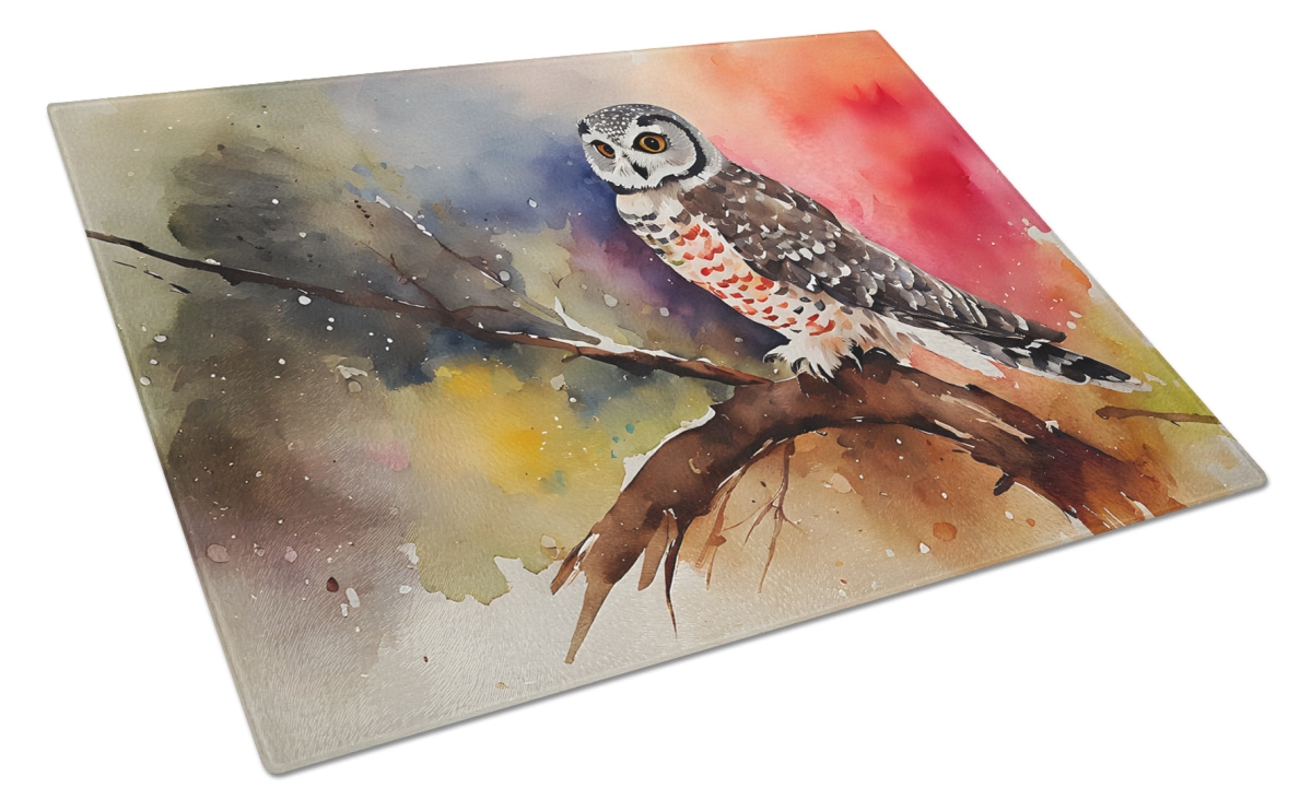 15 x 12 in. Unisex Northern Hawk Owl Glass Cutting Board