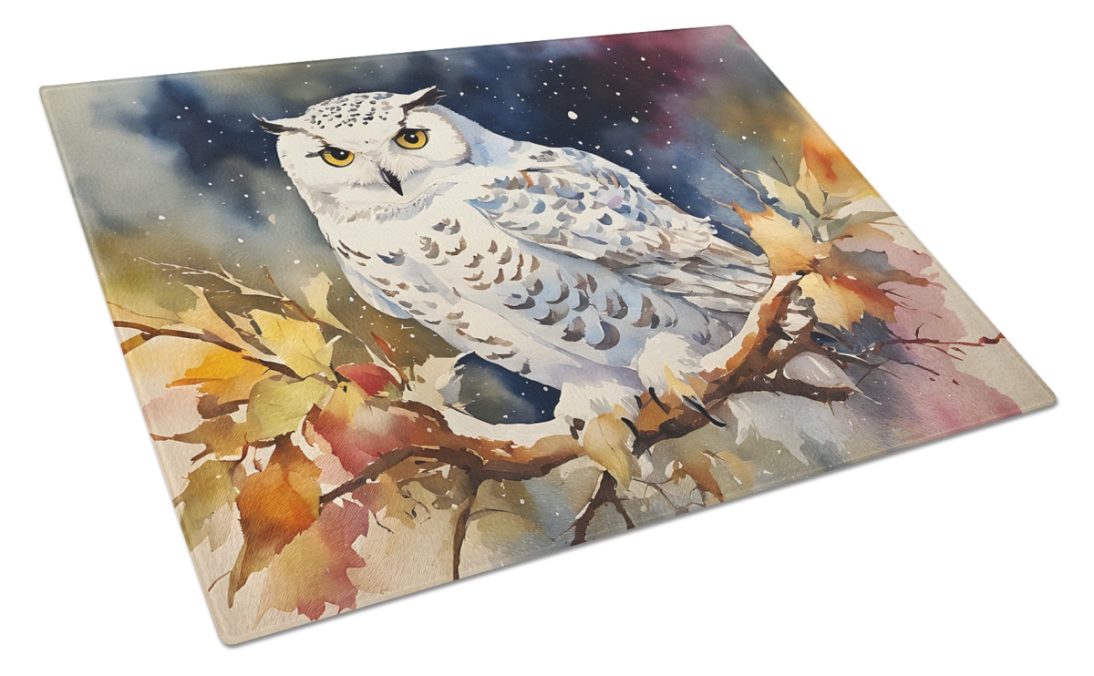 15 x 12 in. Unisex Snowy Owl Glass Cutting Board