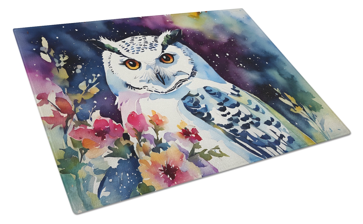 15 x 12 in. Unisex Snowy Owl Glass Cutting Board