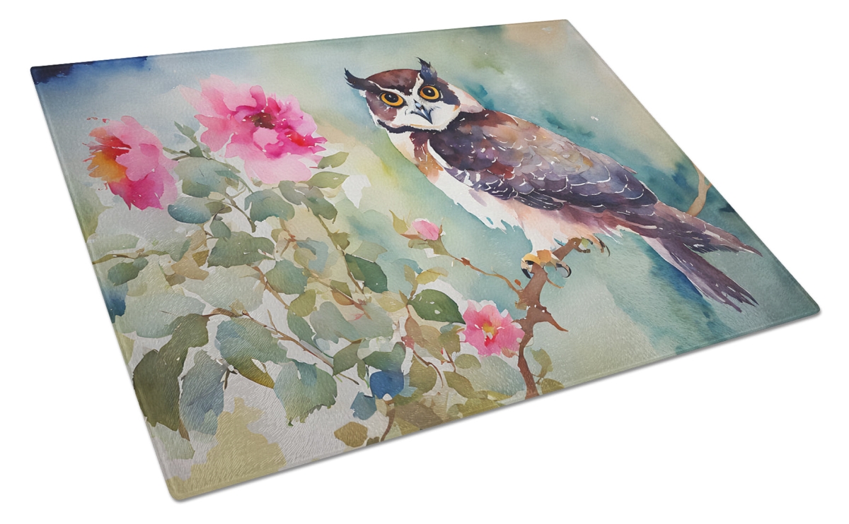 15 x 12 in. Unisex Spectacled Owl Glass Cutting Board