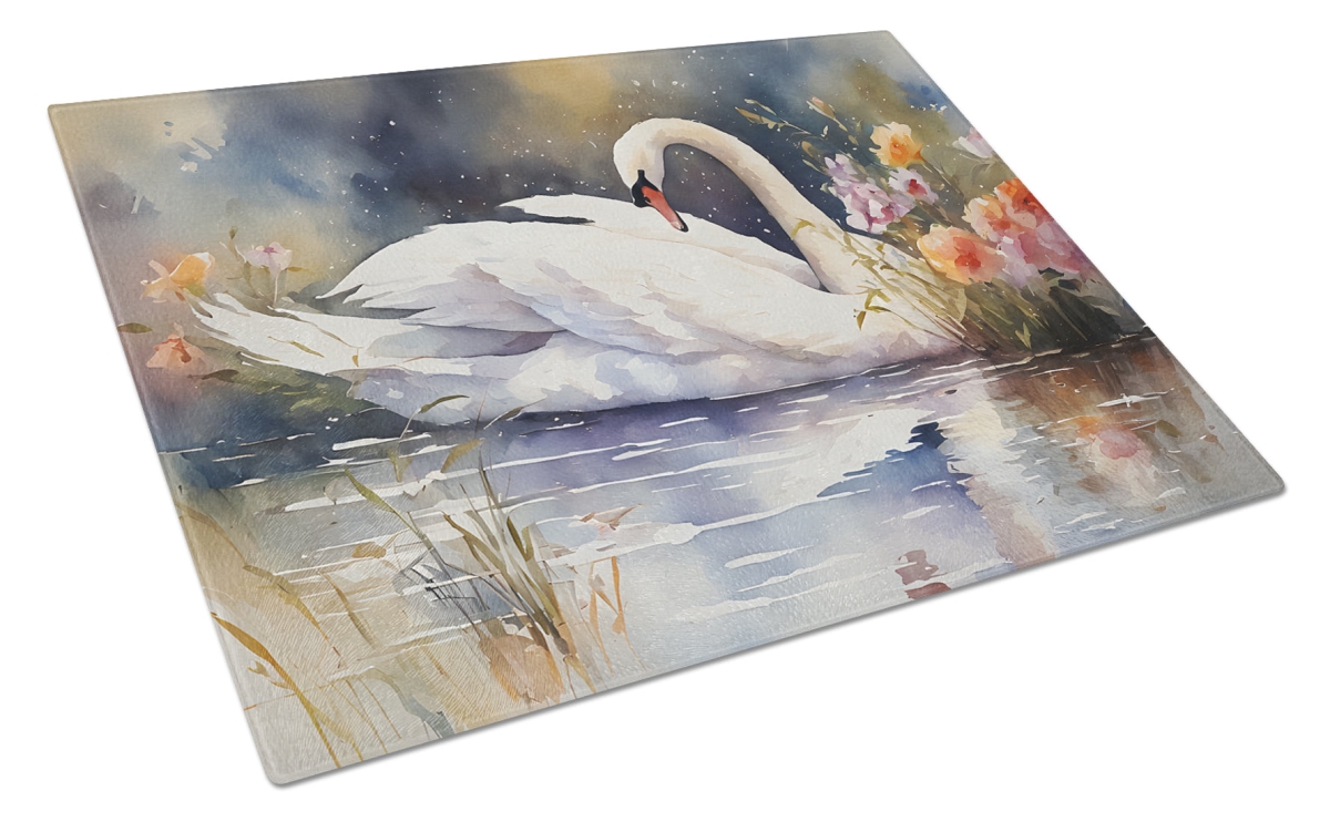 15 x 12 in. Unisex Swan Glass Cutting Board
