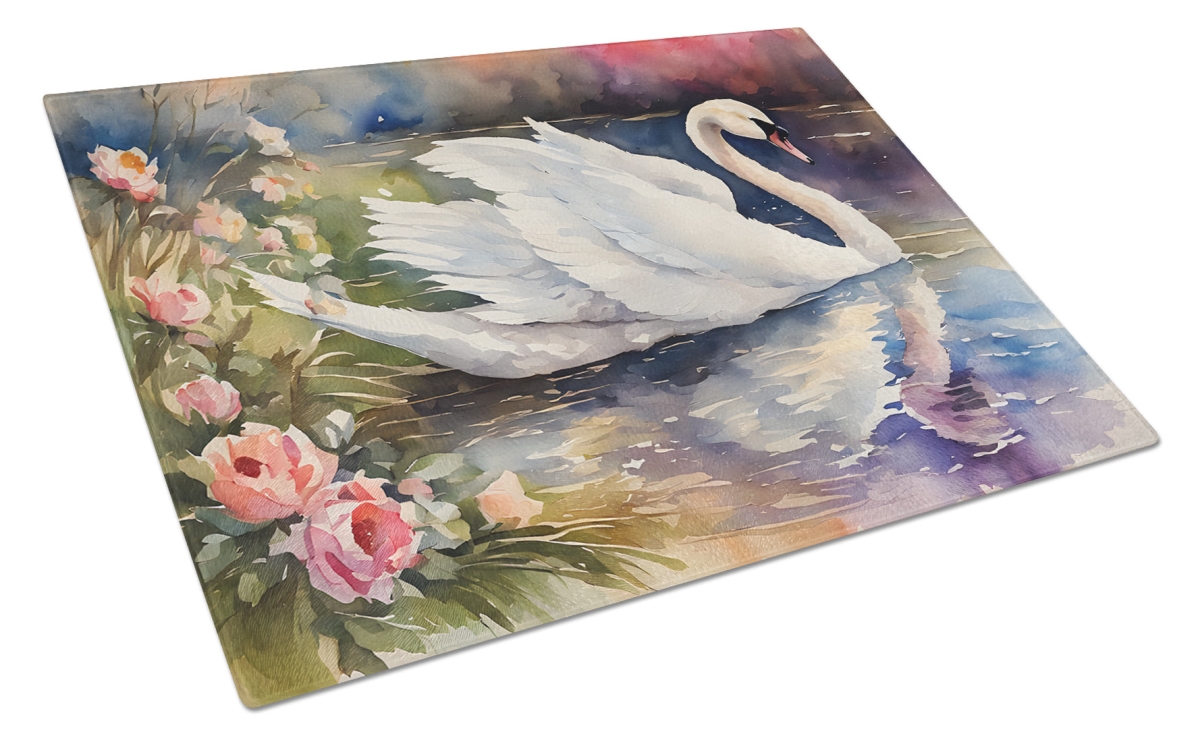 15 x 12 in. Unisex Swan Glass Cutting Board