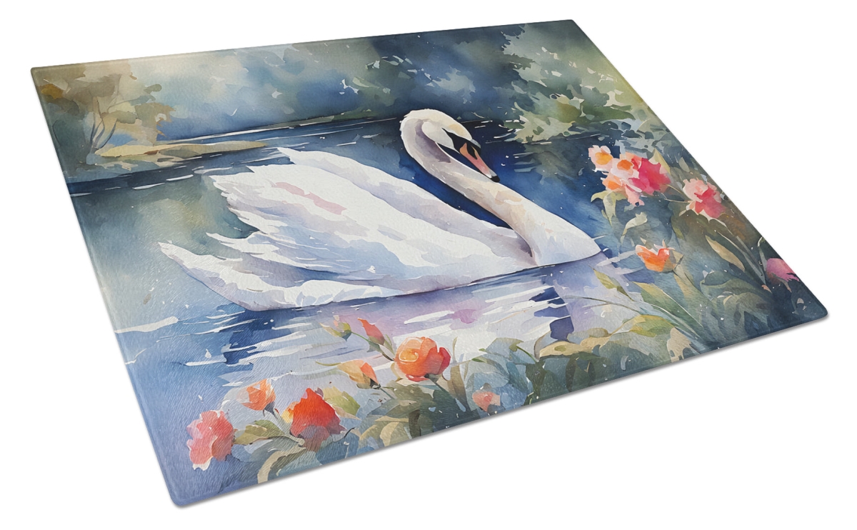 15 x 12 in. Unisex Swan Glass Cutting Board
