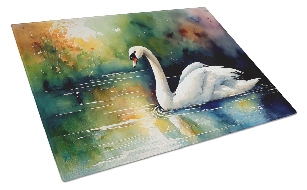 15 x 12 in. Unisex Swan Glass Cutting Board