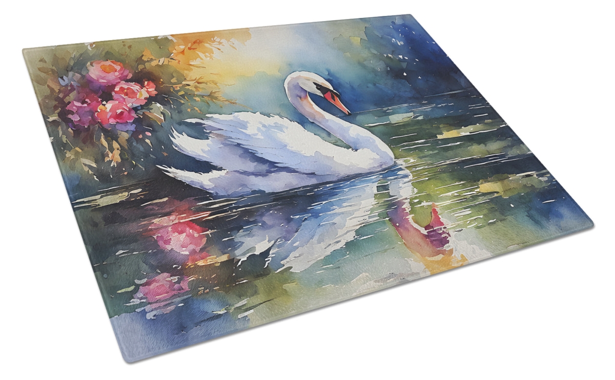 15 x 12 in. Unisex Swan Glass Cutting Board