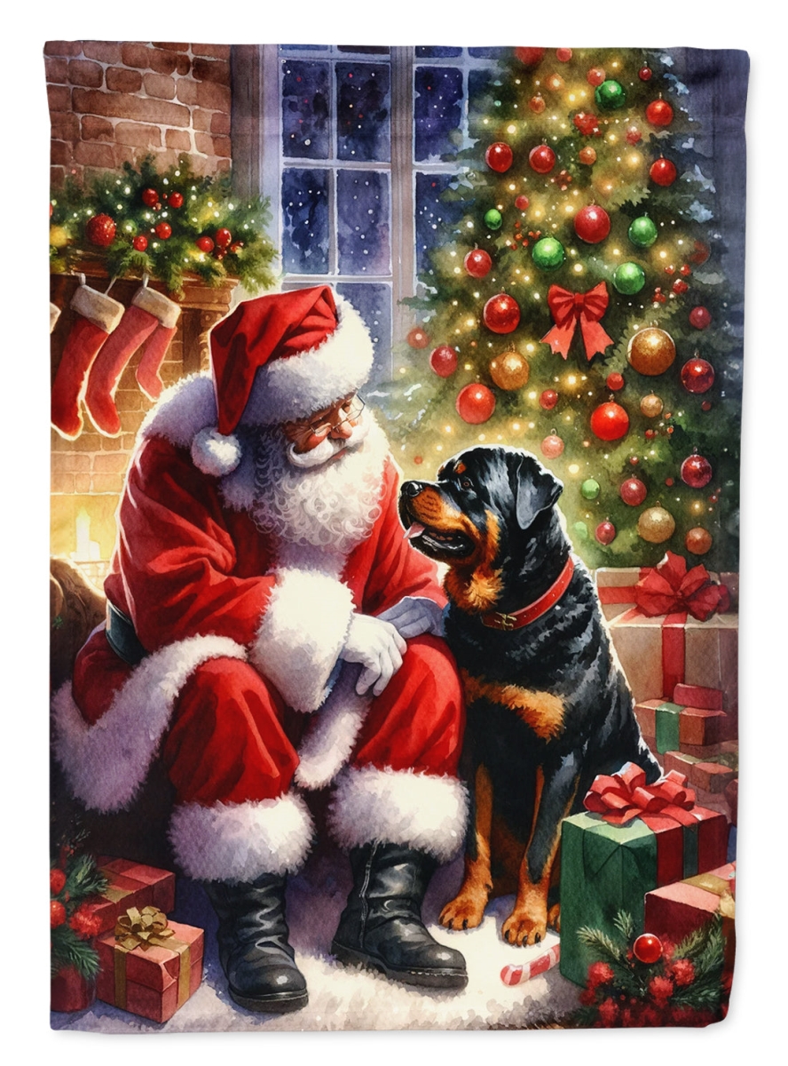 DAC4151CHF 40 x 28 in. Rottweiler & Santa Claus Polyester House Flag