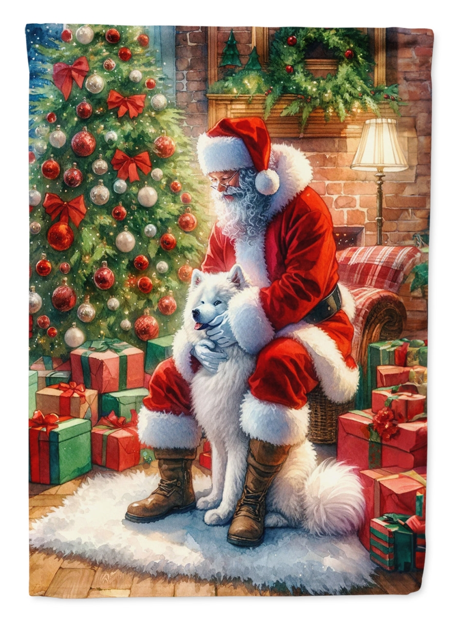 DAC4152CHF 40 x 28 in. Samoyed & Santa Claus Polyester House Flag