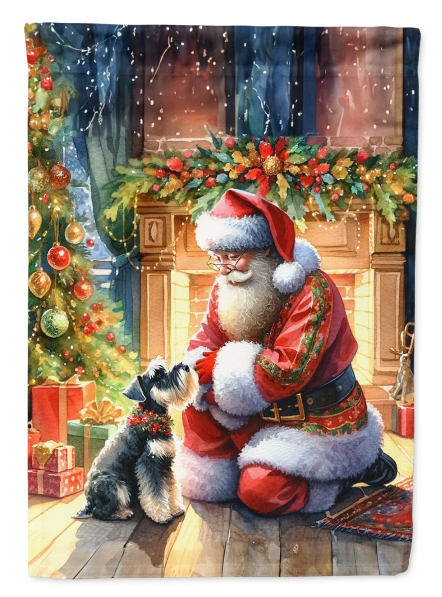 DAC4153CHF 40 x 28 in. Schnauzer & Santa Claus Polyester House Flag