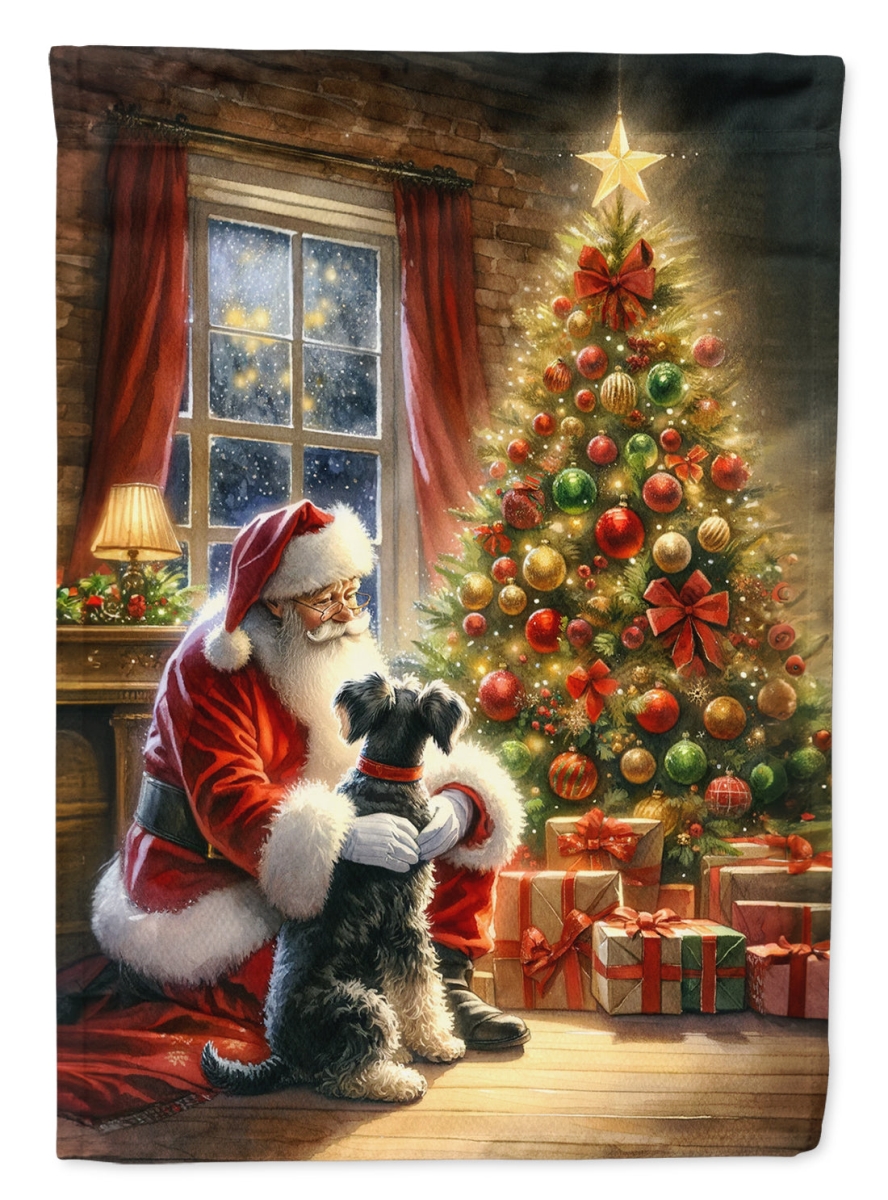 40 x 28 in. Unisex Schnauzer & Santa Claus Polyester House Flag