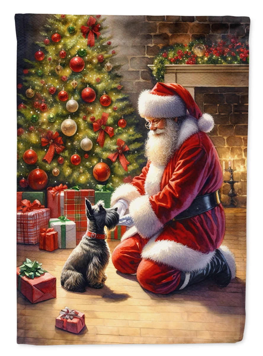 40 x 28 in. Unisex Scottish Terrier & Santa Claus Polyester House Flag