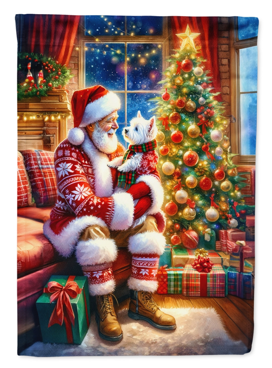 DAC4167CHF 40 x 28 in. Westie & Santa Claus Polyester House Flag
