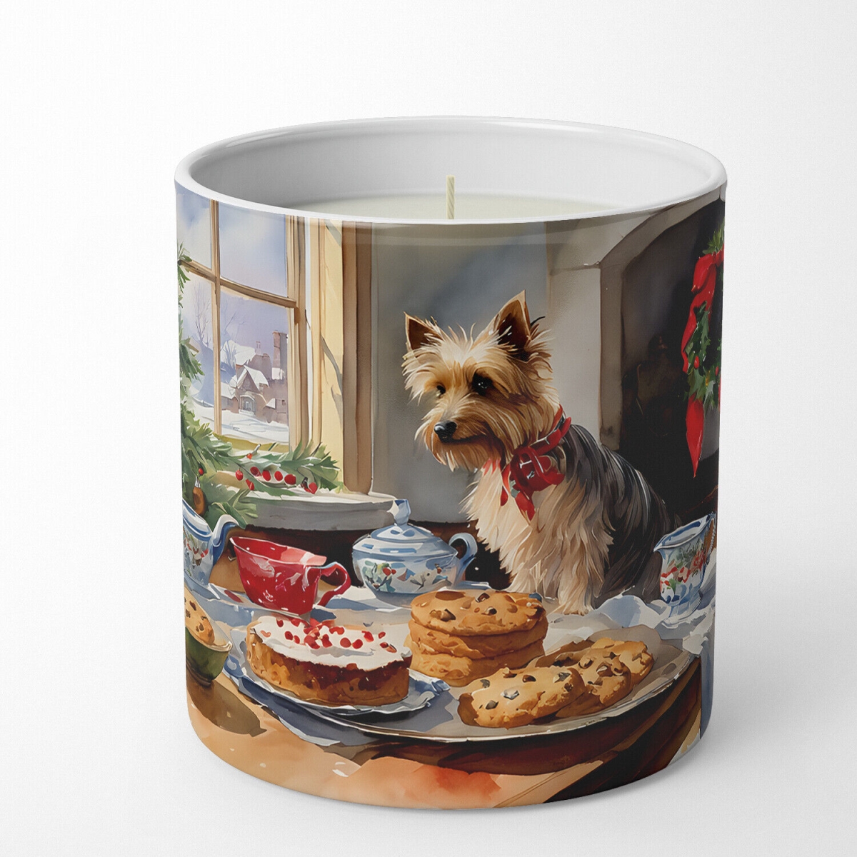 10 oz Silky Terrier Christmas Cookies Decorative 100 Percent Soy Candle
