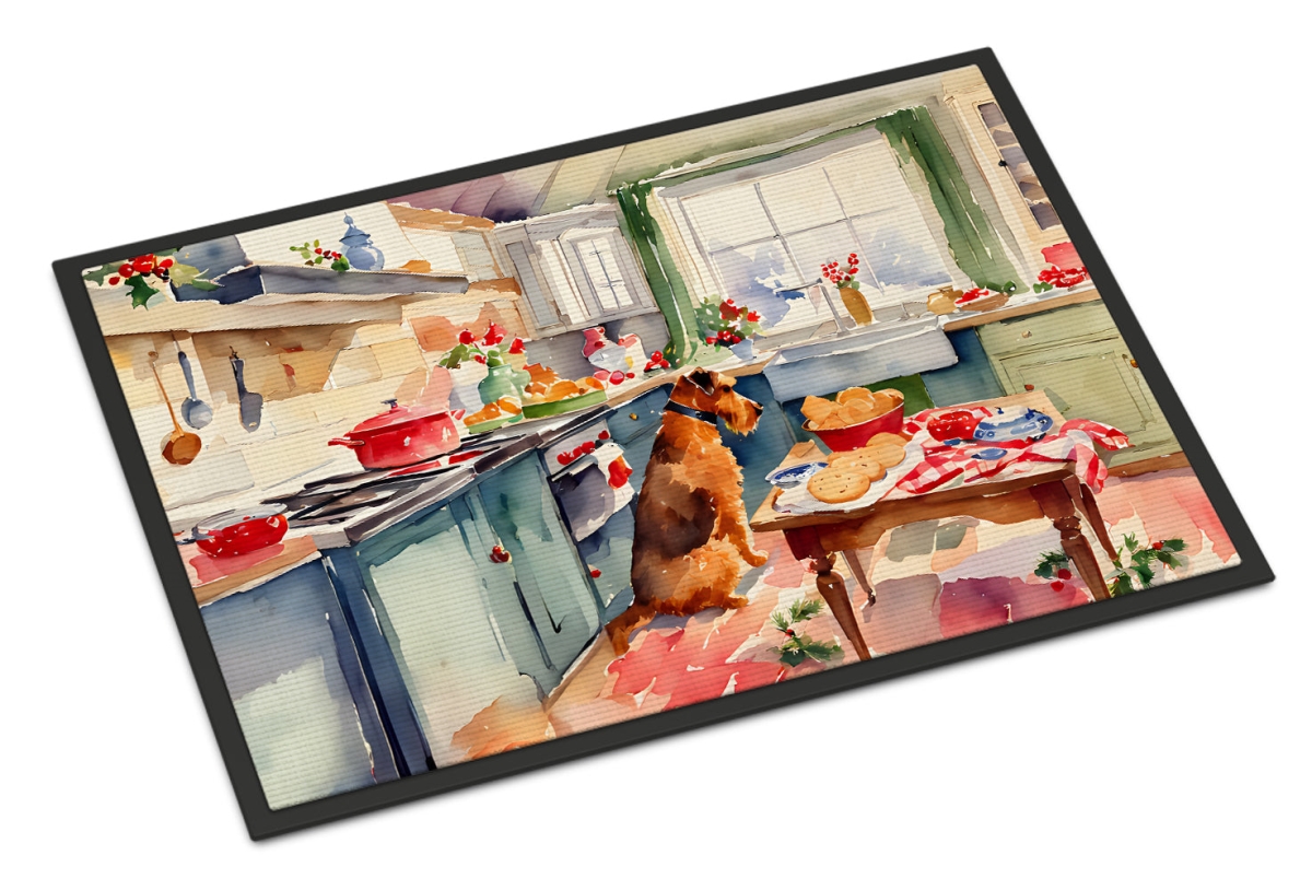 24 x 36 in. Unisex Airedale Terrier Christmas Cookies Doormat