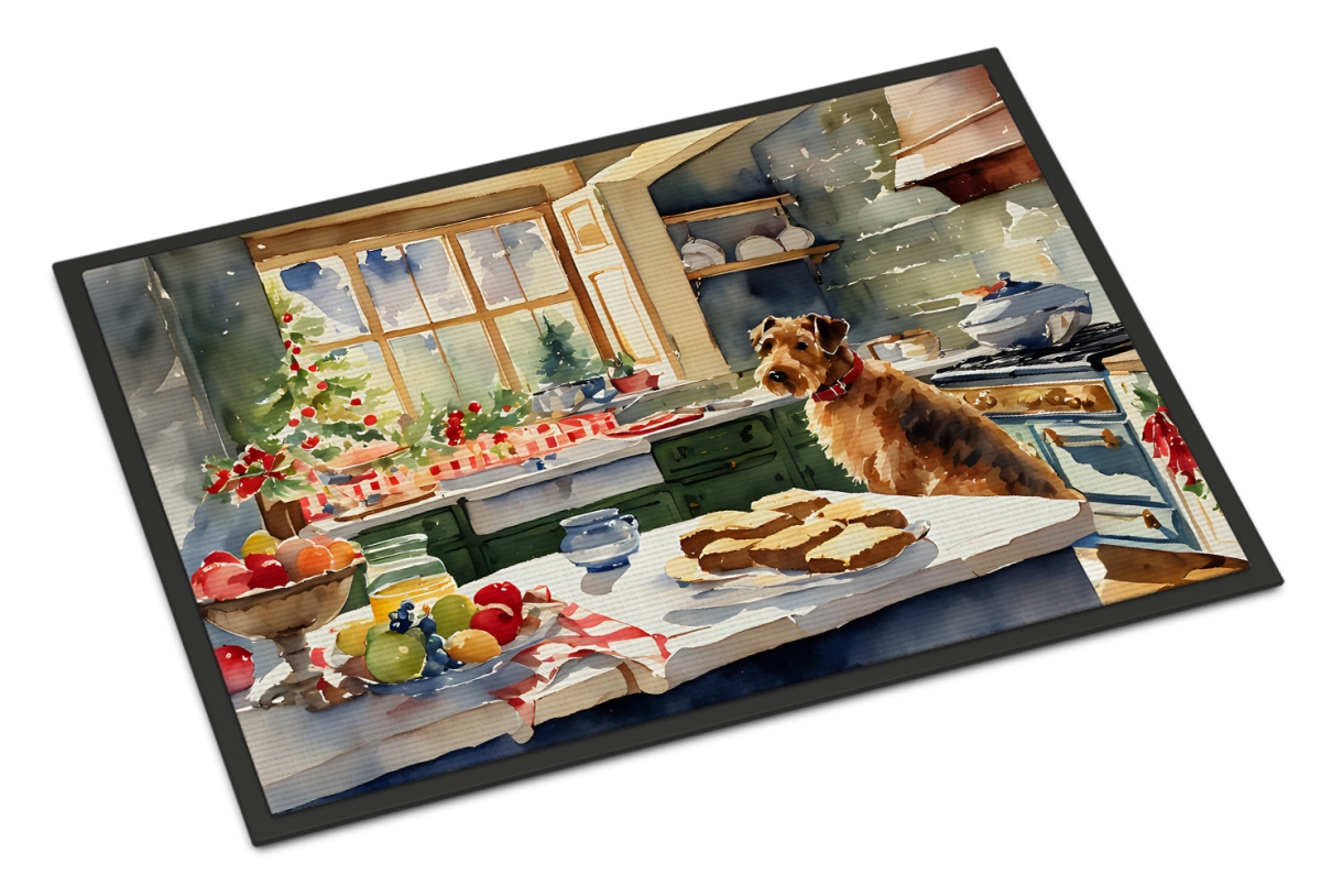 24 x 36 in. Unisex Airedale Terrier Christmas Cookies Doormat