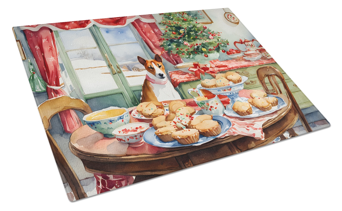 DAC3720LCB 15 x 12 in. Basenji Christmas Cookies Glass Cutting Board
