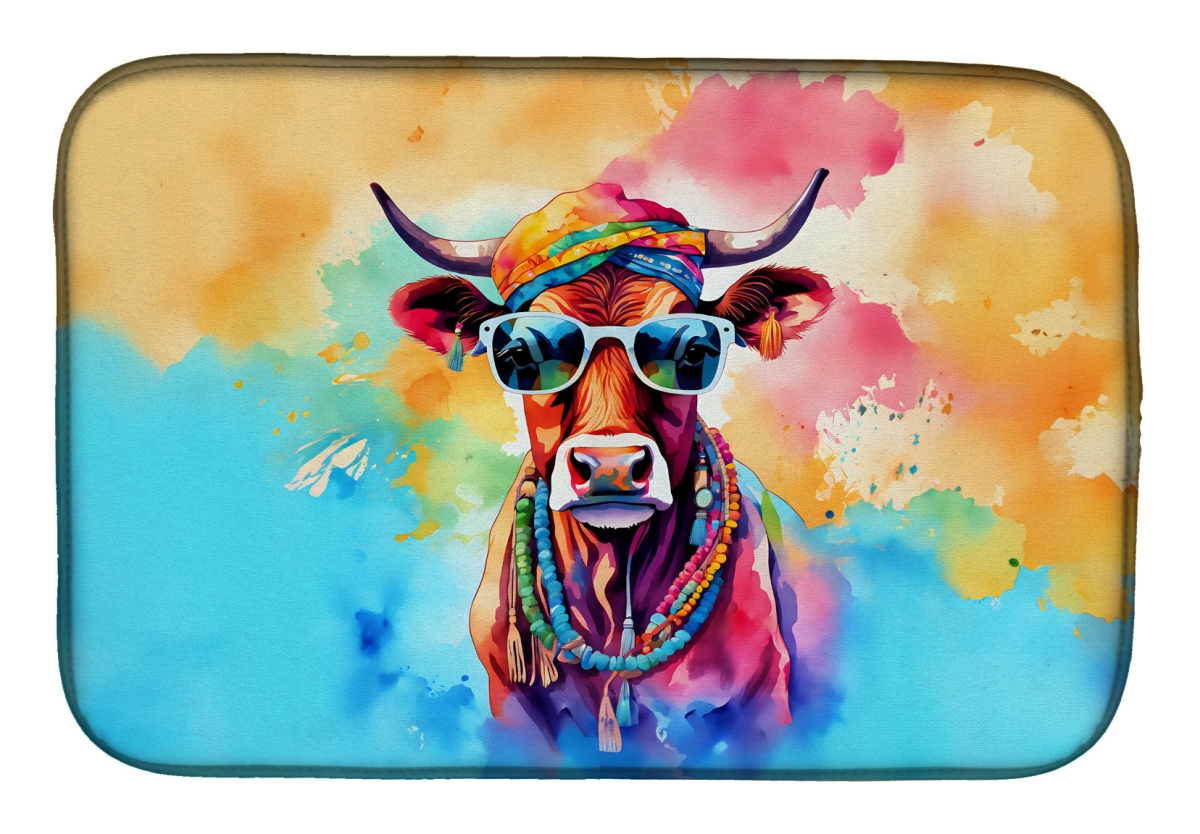 DAC3962DDM 21 x 14 in.  Hippie Animal Cow Dish Drying Mat