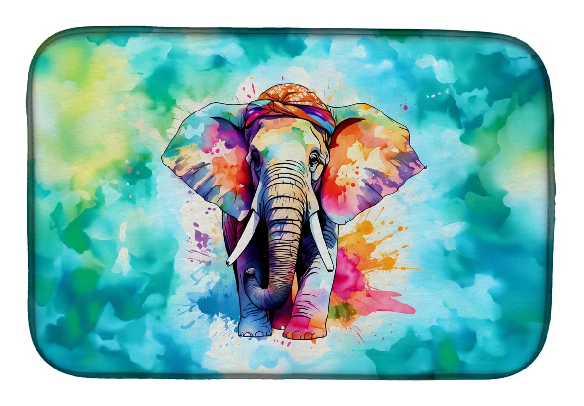 DAC3980DDM 21 x 14 in.  Hippie Animal Elephant Dish Drying Mat