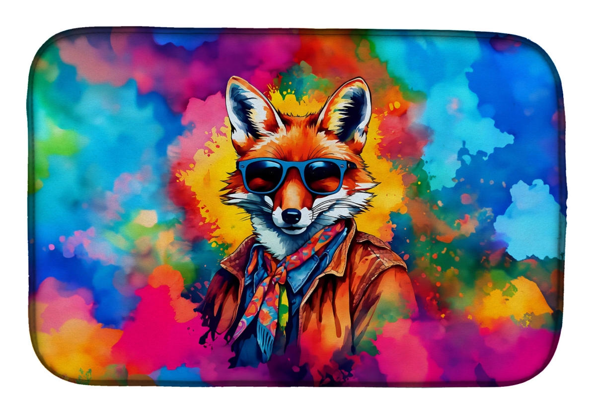 DAC3982DDM 21 x 14 in.  Hippie Animal Fox Dish Drying Mat