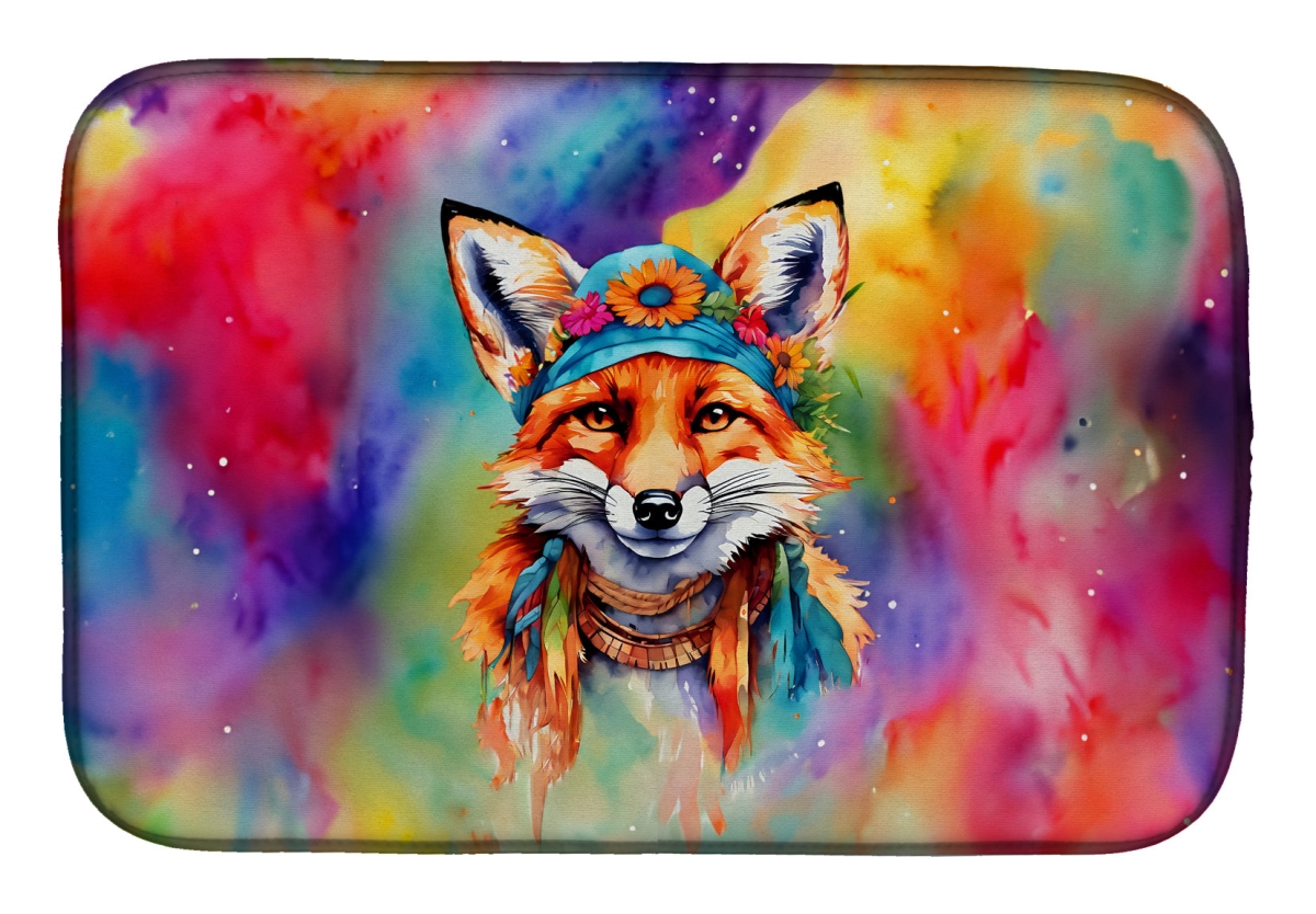 21 x 14 in. Unisex Hippie Animal Fox Dish Drying Mat