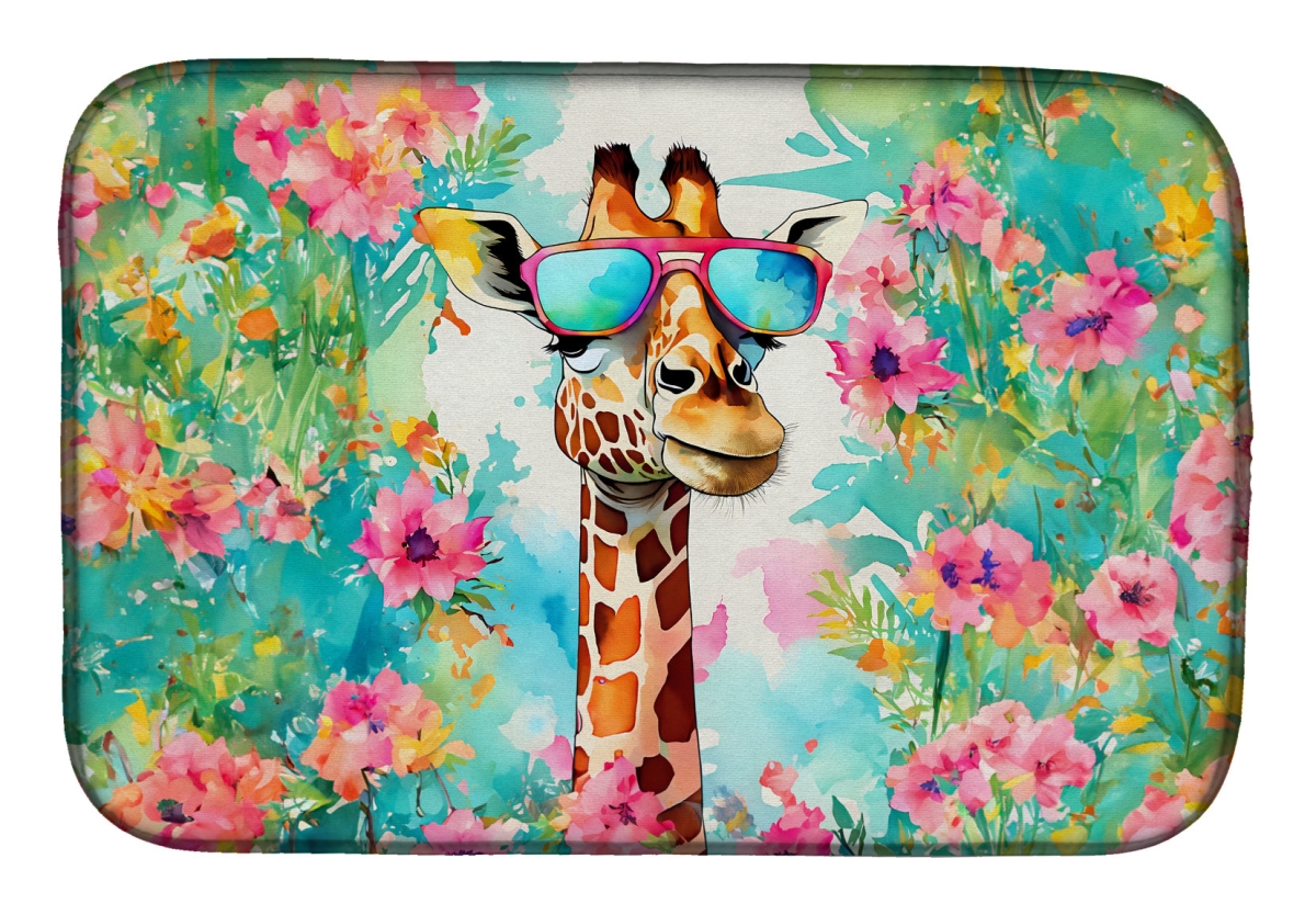 21 x 14 in. Unisex Hippie Animal Giraffe Dish Drying Mat