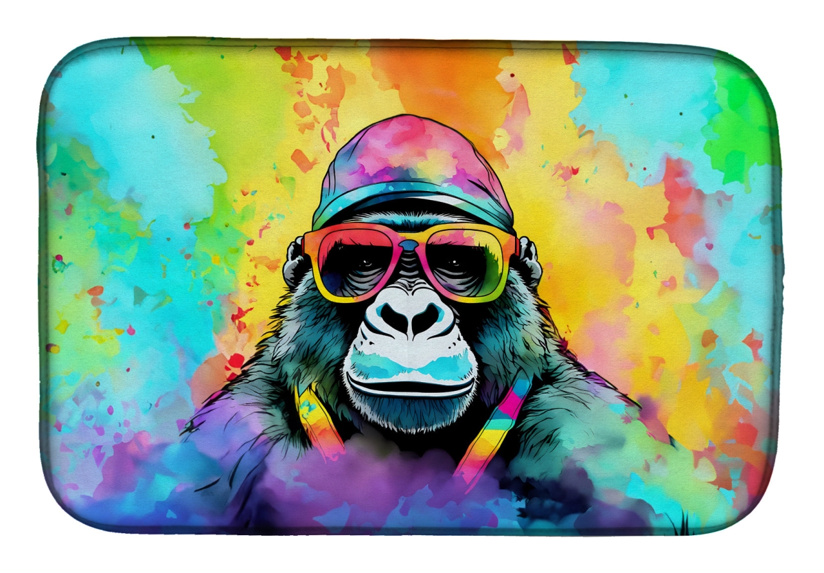 DAC3989DDM 21 x 14 in.  Hippie Animal Gorilla Dish Drying Mat